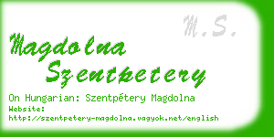 magdolna szentpetery business card