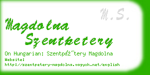 magdolna szentpetery business card